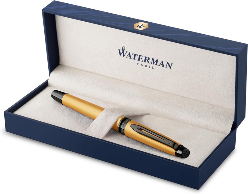 Waterman Expert Fountain Pen - Metallic Gold Lacquer with Ruthenium Trim - Medium Point - Gift Box Included - Image 1